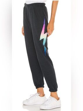 Aviator Nation Pastel Gradient Lightning Bolt Sweatpants Rainbow Pink Size S